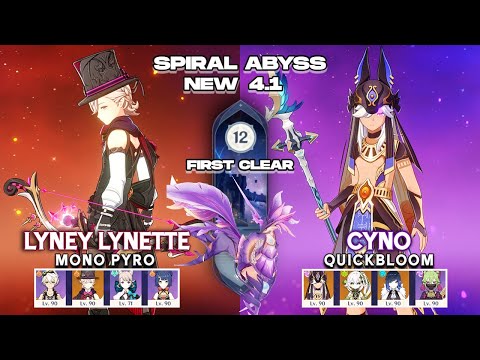 NEW SPIRAL ABYSS 4.1 9⭐! C0 Lyney Mono Pyro & C0 Cyno Quicbloom | Genshin Impact - Ditusi Gaming