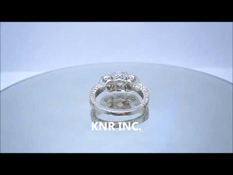14K WHITE GOLD ROUND DIAMOND ENGAGEMENT RING ANTIQUE 2.10CTW - ASW - 214