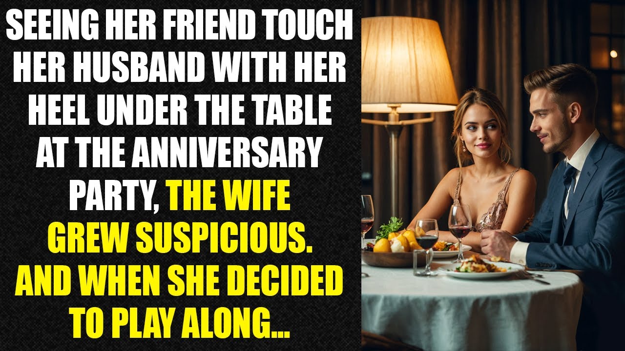 Seeing her friend touch her husband with her heel under the table at the anniversary party...