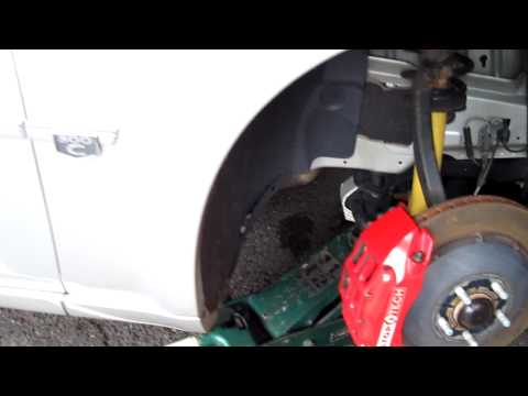 Installing experimental brake pads in Chrysler 300C SRT8 with StopTech big brakes