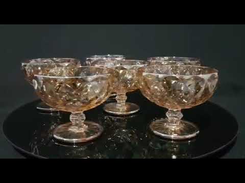 Jg. 06 Taças Sobremesa Vidro Dourado Metalizado