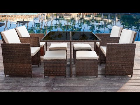 Devoko 9 Pieces Patio Dining Sets Outdoor Space Saving Rattan Chairs Review, Comfortable and easy to