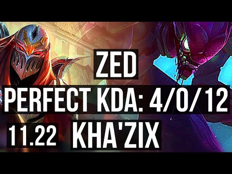 ZED vs KHA (JNG) | 4/0/12, 2.2M mastery, 300+ games | BR Master | 11.22