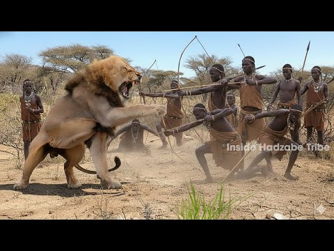 Dangerous Hunt of Hadzabe Tribe | Face to Face with a Wild Lion | Hadzabe Tribe Hunting
