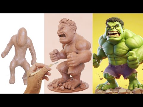 Sculpting HULK   The Green Giant’s Rage Timelapse p2
