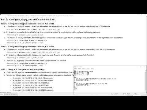 17-練習：7.2.1.6 Packet Tracer - Configuring Numbered Standard IPv4 ACLs