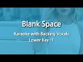 Blank Space (Lower Key -1) Karaoke with Backing Vocals