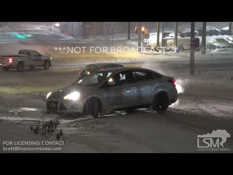 1-19-2019 Syracuse, NY Semi Jacknifed on I-90, cars sliding all over the city from heavy snow