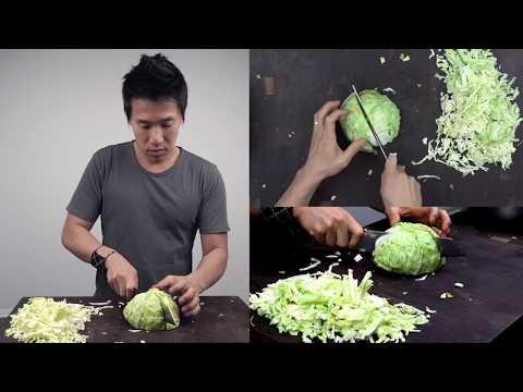 Japanese Kiritsuke Knife Cutting Vegetables