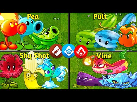 Random 4 Team Plants Arma + Fire + Ice - Who Will Win? - PvZ2 Team Plants Battles