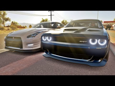 VELOZES E FURIOSOS - FORZA HORIZON 3 - RACHA DODGE CHALLENGER SRT TORETTO VS NISSAN GT-R R35 BRIAN