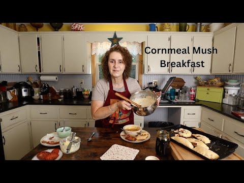 Cornmeal Mush, Baked Hand Pies, Fresh Tomatoes, & Bacon for Breakfast