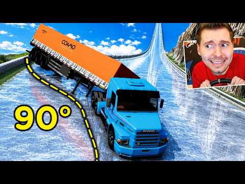 SEM FREIO na pista de ÁGUA do BeamNG Drive! 