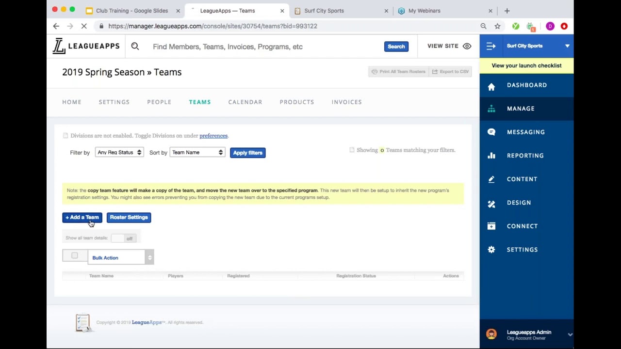 LeagueApps Admin Webinar Series  Tryout and Club Team Tools