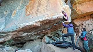 Video thumbnail de Stretched and pressed, 7c. Rocklands