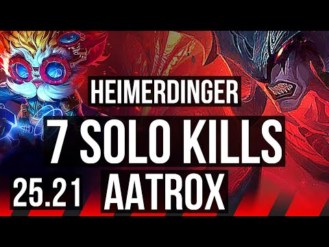 HEIMERDINGER vs AATROX (TOP) | 7 solo kills, Legendary | KR Master | 25.21
