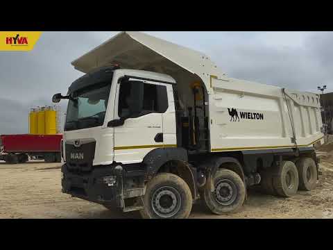 Four axel MAN with WIELTON tipper body powered by HYVA ALPHA working in the mine