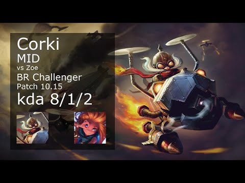 Corki Mid vs Zoe - BR Challenger 8/1/2 Patch 10.15 Gameplay