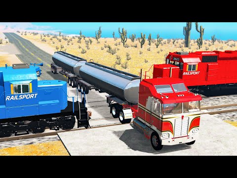 Railway Сrossing Train Сrashes #9 - Beamng drive