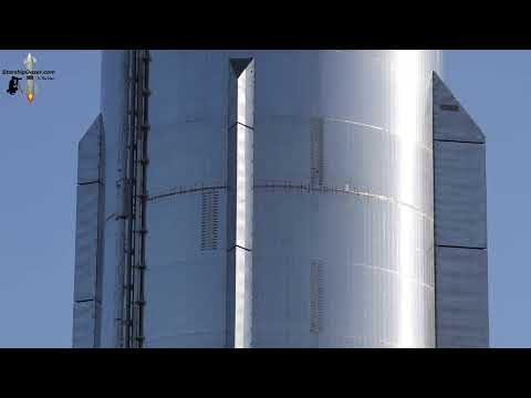 4K HQ SpaceX Starbase TX Super Heavy Booster 9 Close Up Pan First Time Rollout