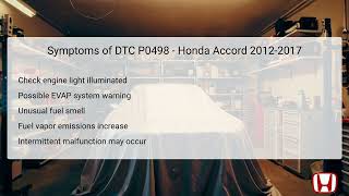 Troubleshooting P0498 EVAP Canister Vent Shut Valve Circuit Low Voltage - Honda Accord 2012-2017
