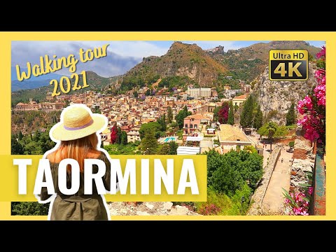 TAORMINA (Sicily) Italy WALKING TOUR in 4k + (Greek Theater) with CAPTIONS