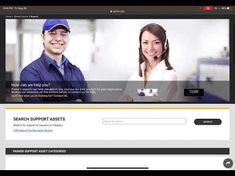 A vendor-produced tutorial demonstrating how to locate and download CAD files for Parker Sporlan products on their official website.