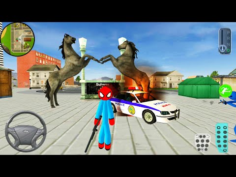 Stickman Driver Simulator #8 - Spider Policeman With Guns and Cars - Android Gameplay