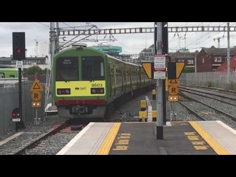 Irish Rail DART 8500 EMUs 8605/8606 + 8604/8603 depart Grand Canal Dock for Malahide (28/7/17)