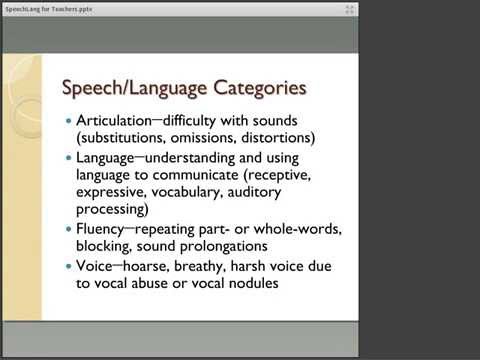 Screenshot of video: Speech and Language strategies to use in the classroom presentation