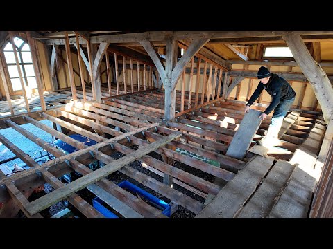 Timber Framed Barn Part 37 Milling In The Snow And Starting The Floor