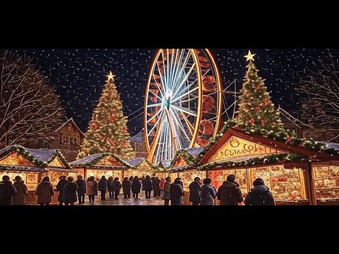 Cozy Christmas: Snowy Evening Walk in the Old Town | Instrumental Christmas Music 4K
