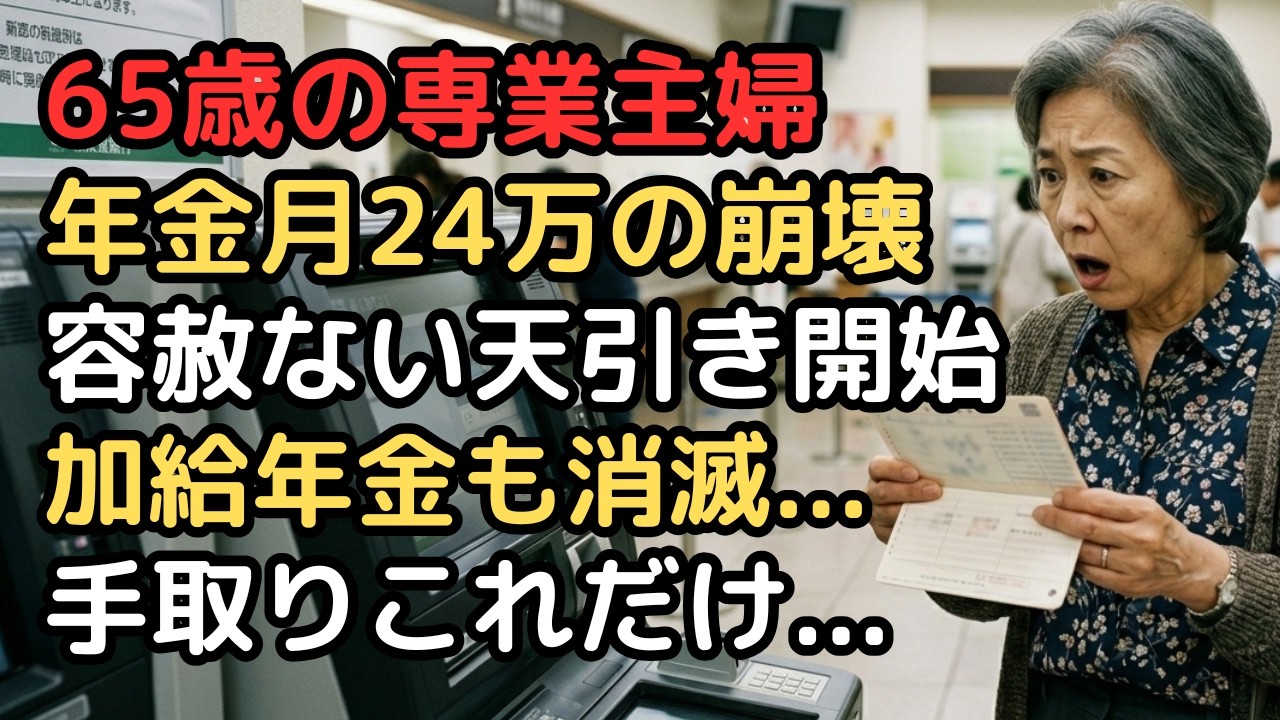 65歳専業主婦「私たちの年金、手取りこれだけ…？」年金月24万の崩壊。夫の加給年金消滅と、容赦ない介護保険の単独天引きが招く老後破産の足音