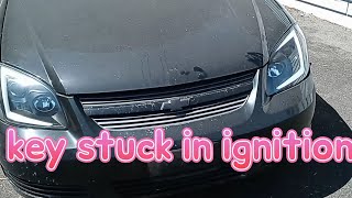 removing a stuck key in the ignition of a Chevy Cobalt with a dead battery