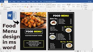 Food Menu design using ms word | Ready to Print | How to make Restaurant Menu Card Design ms word