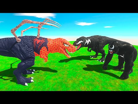 🔥NEW SPIDER-MAN vs 2 VENOM T REX & GORO (1VS2) - Animal Revolt Battle Simulator