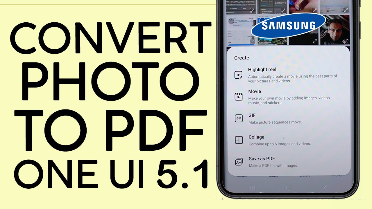 How to Convert Photo to PDF on Samsung Galaxy Phone Using Samsung One UI 5.1 (2023) | Gallery Labs