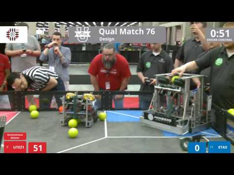 VEX Worlds 2016 - VEX U - Design - Qual 76 (UTEZ1) 234 vs 58 (ETAS)