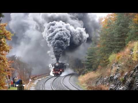 Schiefe Ebene steam locomotive climb Nov 5 2016 DRB Class 01.10, DRB Class 41 and Voith Maxima