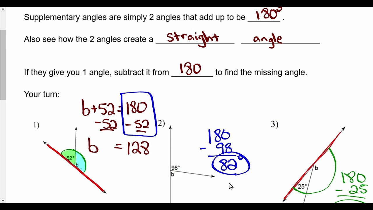 8G   Lesson 10-1 NOTES Supplementary Angles