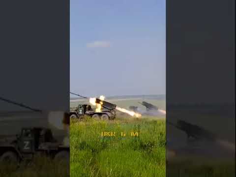 The work of the Russian MLRS BM 21 Grad