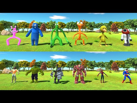 Team Rainbow Friends vs Team The Hulk - Animal Revolt Battle Simulator