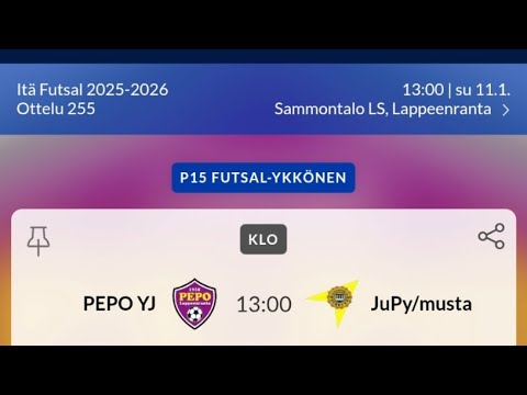 PEPO YJ - JuPy/musta, P15 ykkönen, 11.01.2026
