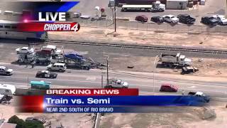 preview picture of video 'Train and semi collide in South Valley'