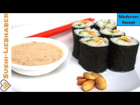 Hoso Maki mit Erdnusssauce/Saté indonesischer Art - Sushi selber machen