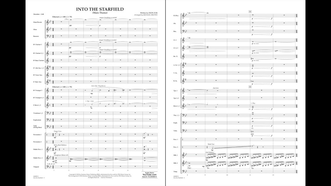 Into the Starfield (Main Title) by Inon Zur arranged by Michael Brown