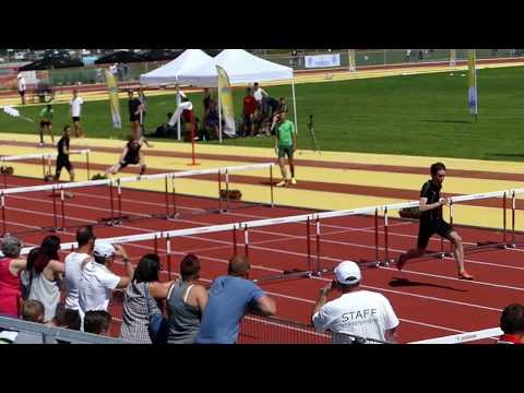 Huller Dániel 110 m-es gátfutás időelőfutam győzelme