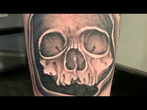 Black and gray skull tattoo one hour time lapse