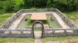 Build Stone Wall of Swimming Pool Around Underground House