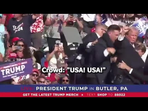 Crowd shouts "USA! USA!" after apparent assassination attempt on Trump
